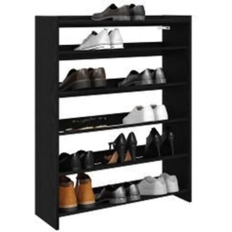 Étagère à chaussures noir 80x25x100 bois d'ingénierie