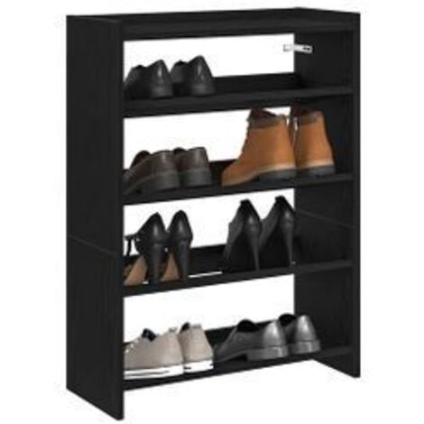 Étagère à chaussures noir 80x25x61,5 bois d'ingénierie