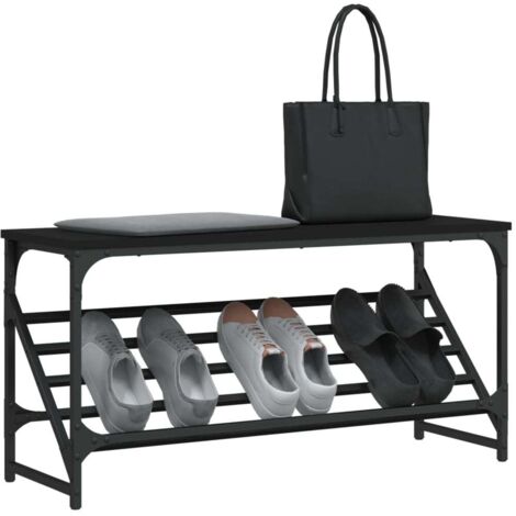 Étagère à chaussures noir 90x30x45 bois d'ingénierie