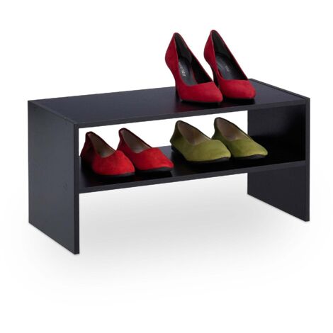 Etagère à chaussures noire avec 2 étagères