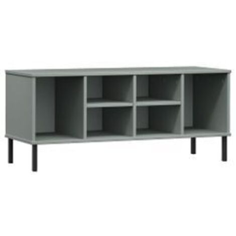 Étagère à chaussures pieds en métal Gris 106x35x45 Bois OSLO