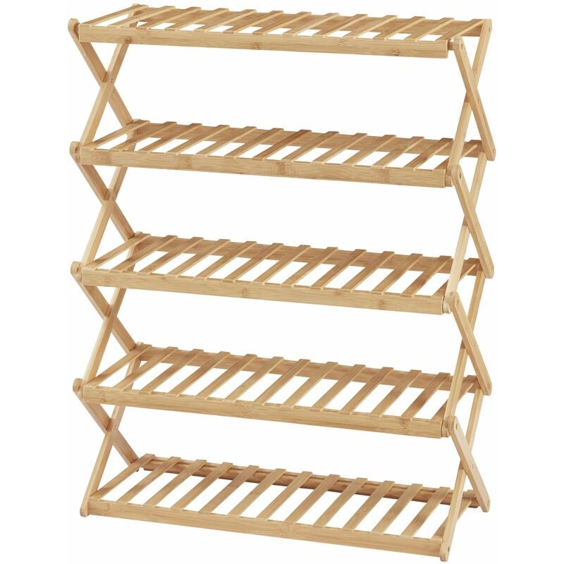 Helloshop26 - tagère à chaussures pliable bambou 89 x 67 x 26 cm naturel