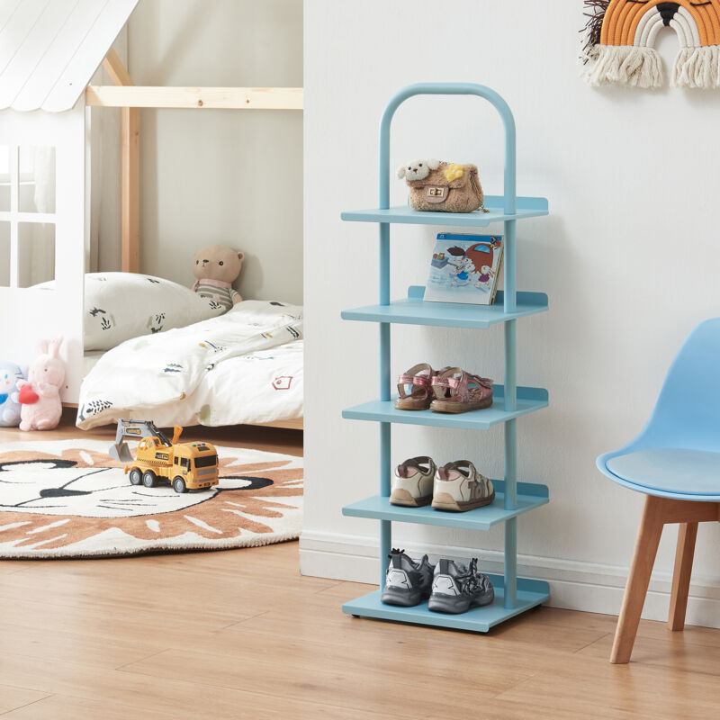 [en.casa] - tagère à chaussures pour enfants Poytya acier bleu