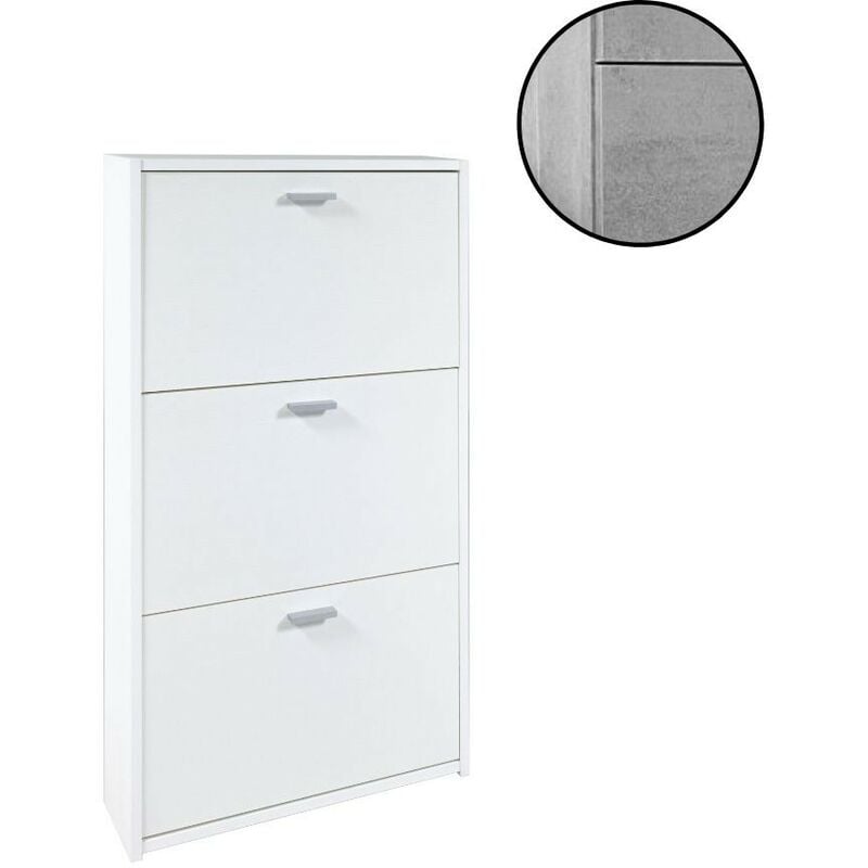 Webmarketpoint - tagère à chaussures slim avec 3 portes en béton 63x16,5x111