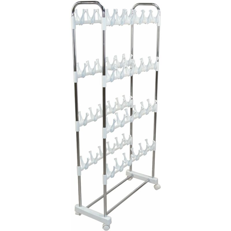 Décoshop26 - Etagère à chaussures sur roulettes rangement pour 48 paires blanc MED05037