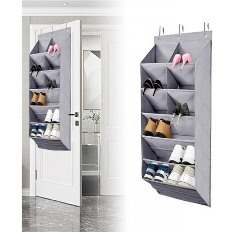 Étagère à chaussures suspendue en tissu Oxford, organisateur de chaussures peu encombrant sur porte avec 9 poches, idéal pour camping-car, chambre d'enfant, etc.