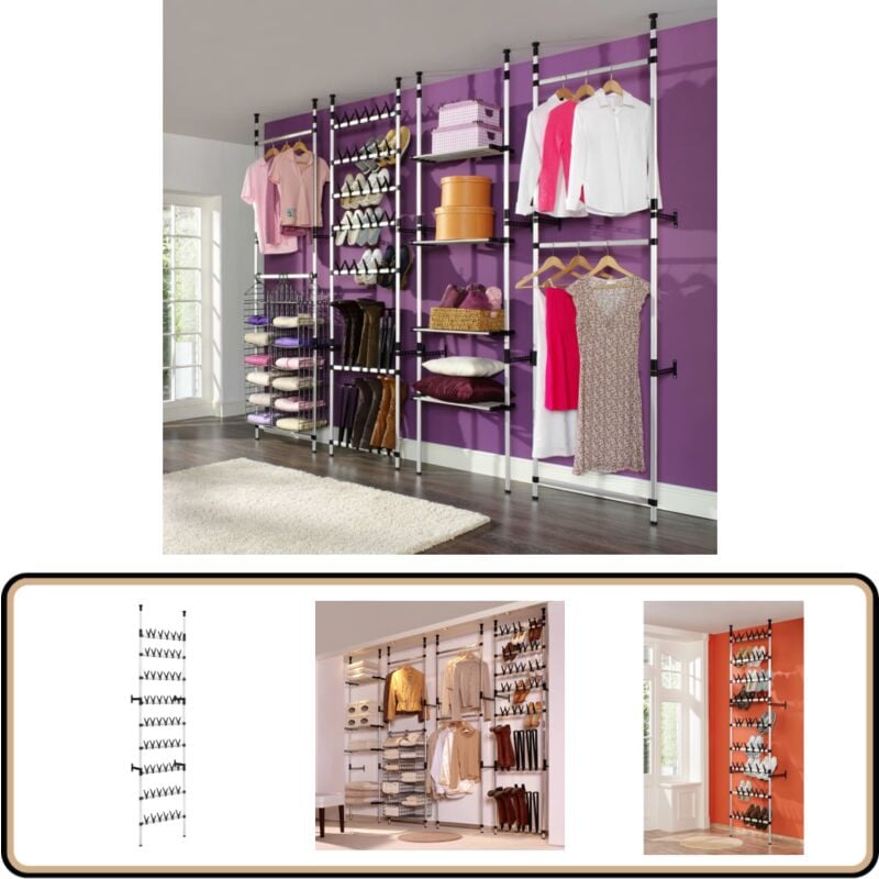 Étagère à chaussures télescopique avec barres Aluminium - Etagere A Chaussures - Rangement Chaussures - Organiseur Chaussures - Chaussure Aluminium