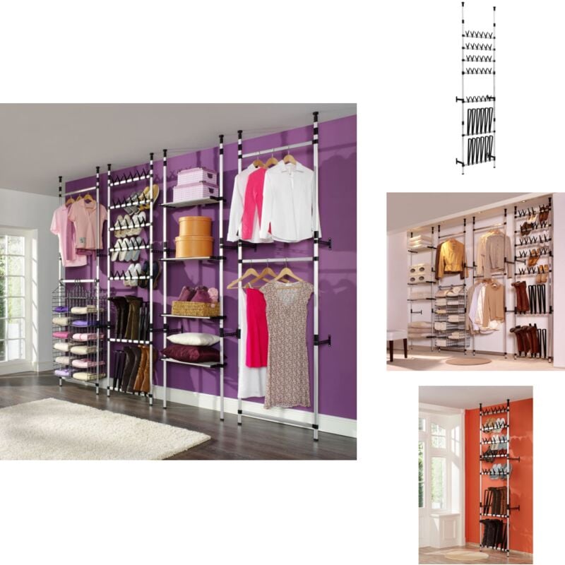 Vidaxl - tagère à chaussures télescopique avec barres Aluminium - Étagère à Chaussures - Rangement Chaussures - Organiseur Chaussures - Étagère