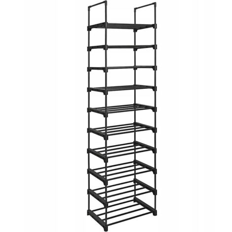 Étagère à chaussures Valora à 10 niveaux, style loft noir