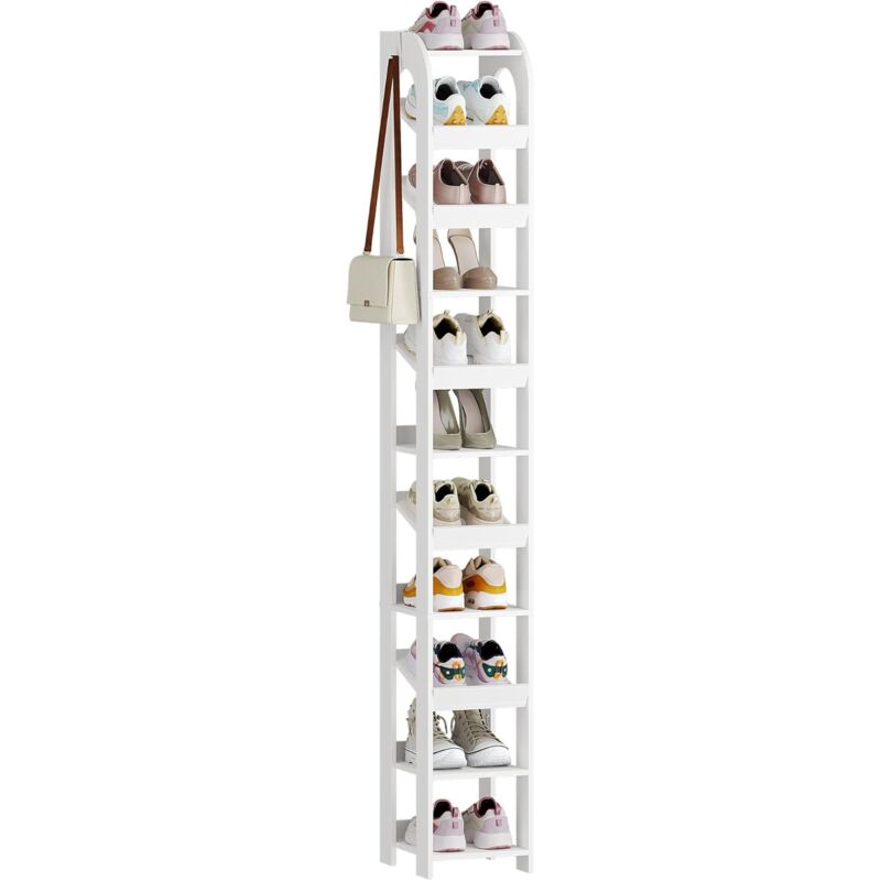 Étagère à Chaussures Verticale, 11 étages étroites,avec Crochets