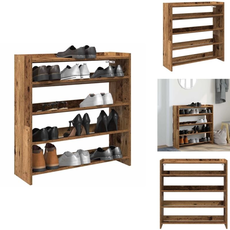 Vidaxl - tagère à chaussures vieux bois 80x25x81 cm bois d'ingénierie - Étagère à Chaussures - Étagères à Chaussures - Rangement De Chaussures