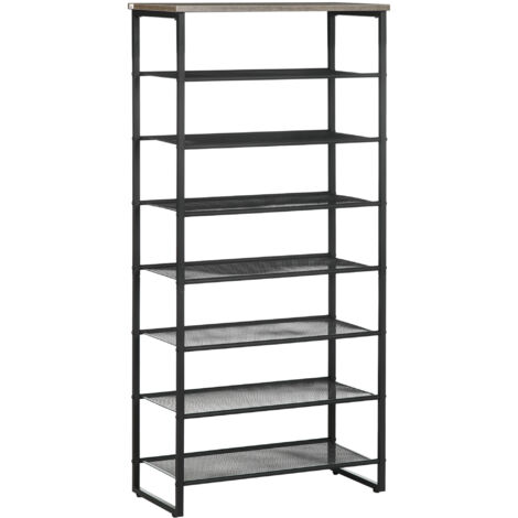 Etagère à chaussures YOLANDA aspect bois gris et noir