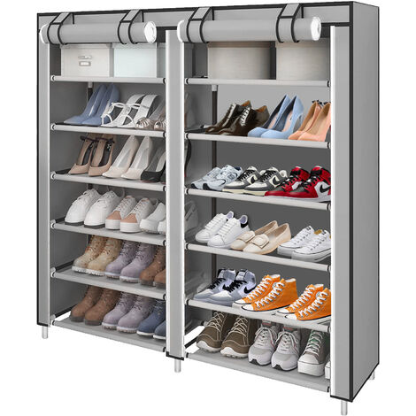 Étagère à Chaussures,Armoire à Chaussures,Meuble à Chaussures Etagère,Meuble de Rangement,7 Niveaux,12030110 cm,gris
