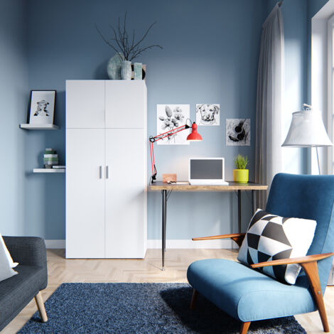 Vicco – Étagère à dossiers blanche 80 x 182,4 x 37 cm – Panneau de particules 16 mm – Revêtement mélamine – Rangement efficace bureau