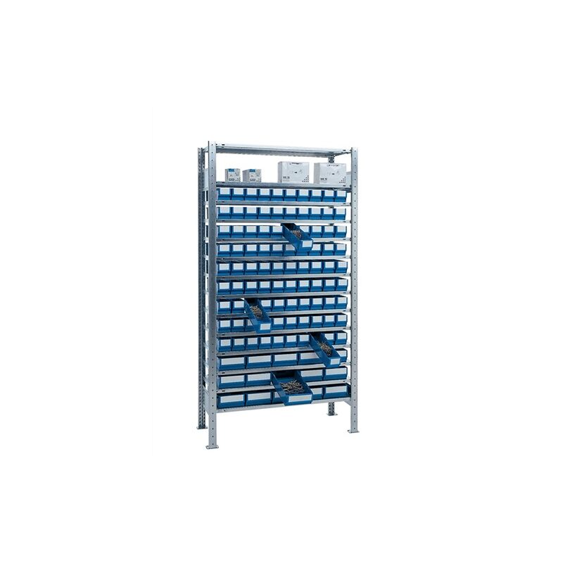 Nordwest Handel Ag Lager - tagère à emboîter H2000xl1000xP400mm étagère de base 14 supports en acier 90 x 3, 15 x 4 bleu