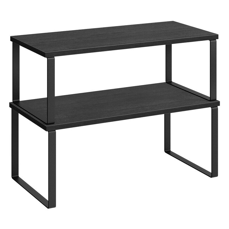 Songmics - tagère à Épices, Lot de 2, Organisateur de Placard, Étagère de Rangement de Cuisine Extensible, Porte-épices Empilable, Métal, Bois