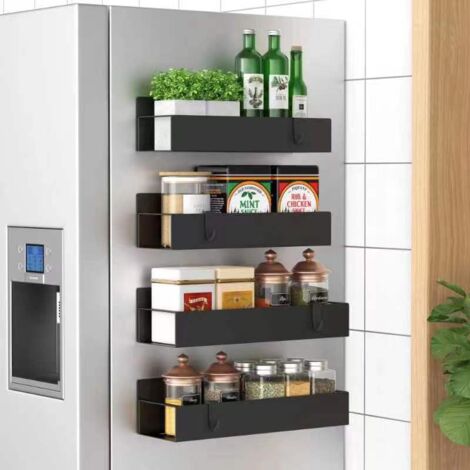 Étagère à Épices, Lot de 4 étagères magnétiques à épices pour réfrigérateur OUYLAF, étagères de rangement pour l'organisation et le rangement de la cuisine