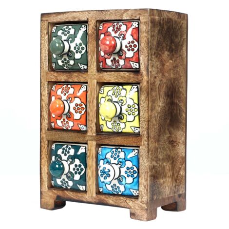 Meuble de rangement 6 tiroirs en bois – Dimensions 23x15x11 cm – Pour espaces de vie colorés et organisés – Signes Grimalt