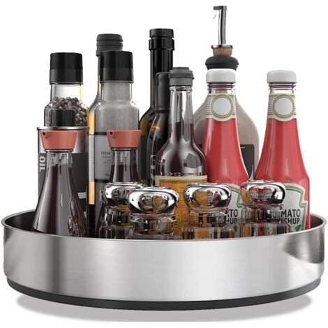 Étagère à épices rotative en acier inoxydable pour cuisine, étagère de rangement multifonctionnelle pour épices à poser sur le plan de travail