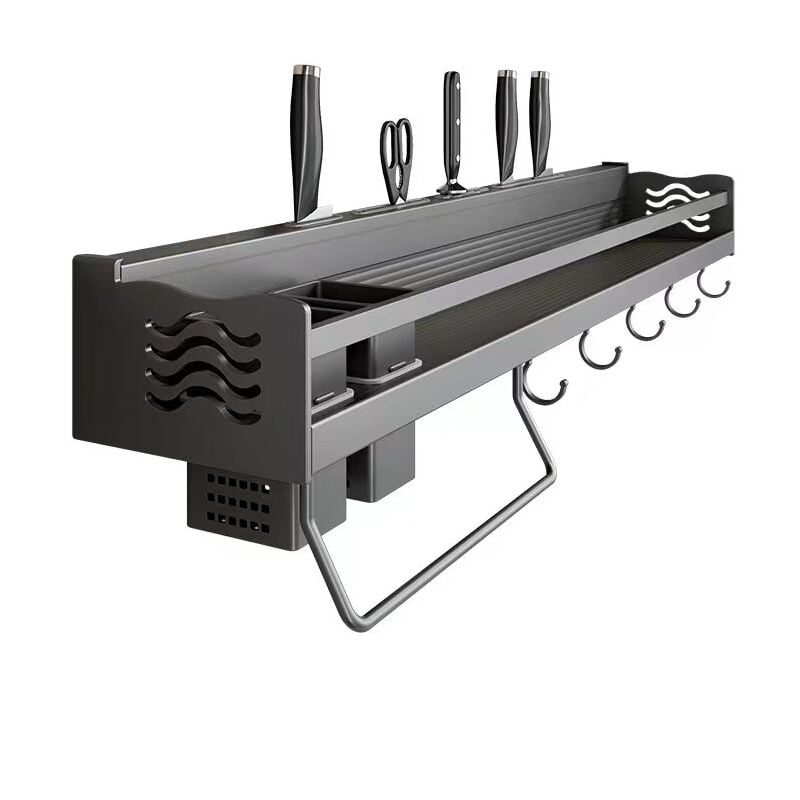 Étagère à Épices,Étagère de Cuisine Murale Sans Perçage Porte-épices avec 6 crochets amovibles,Peut placer des épices,suspendre des spatules,des