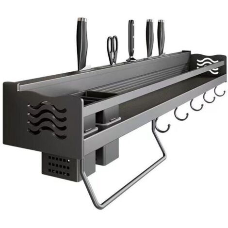 Étagère à Épices,Étagère de Cuisine Murale Sans Perçage Porte-épices avec 6 crochets amovibles,Peut placer des épices,suspendre des spatules,des cuillères et d'autres ustensiles de cuisine,de