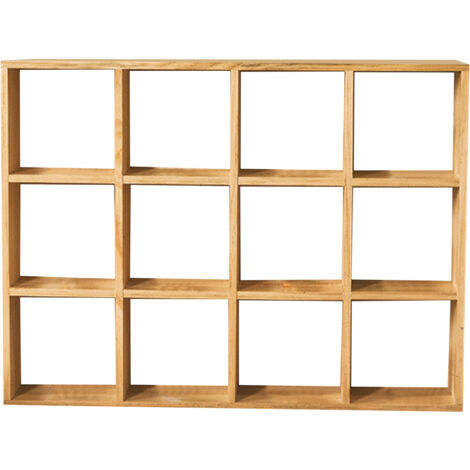 Étagère à figurines en bois 12 cases, organisateur sans fond pour chambre, salon ou bureau, rangement pour collections.