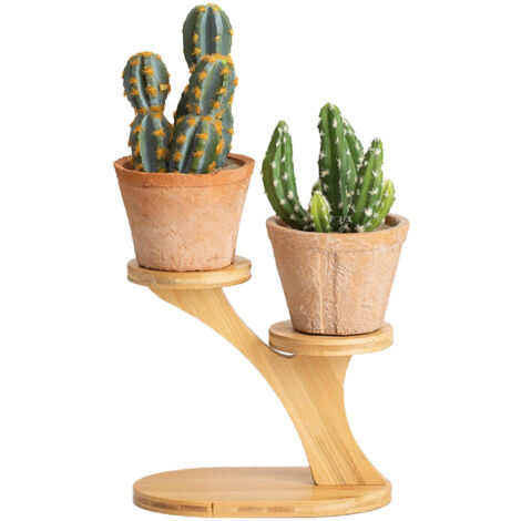 Étagère à Fleurs à 2 niveaux Mini Style Branches D'arbre - Stand pour Bureau, Table, Balcon