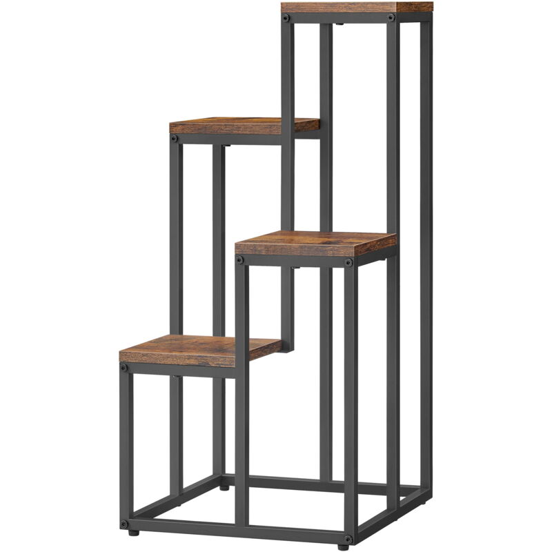 Etagère à fleurs avec 4 étagères - rustique / pieds noirs