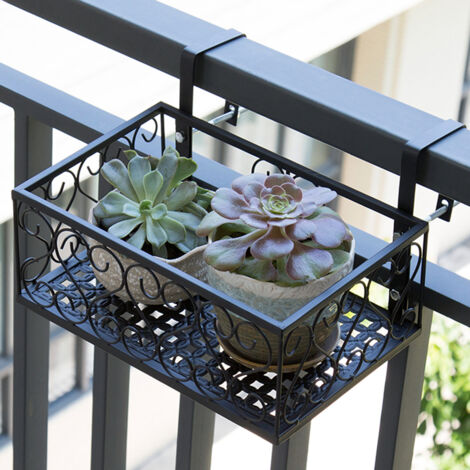 Étagère à Fleurs Balcon Européen en Fer Forgé Suspension Multi-Niveaux Support Mural pour Plantes Vertes et Succulents Taille Petite L30CM-KZQ