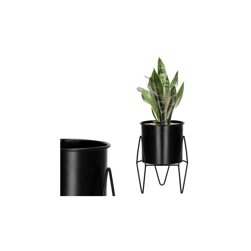 Tagère à fleurs de 19 cm avec pot, moderne, noir mat, style loft.