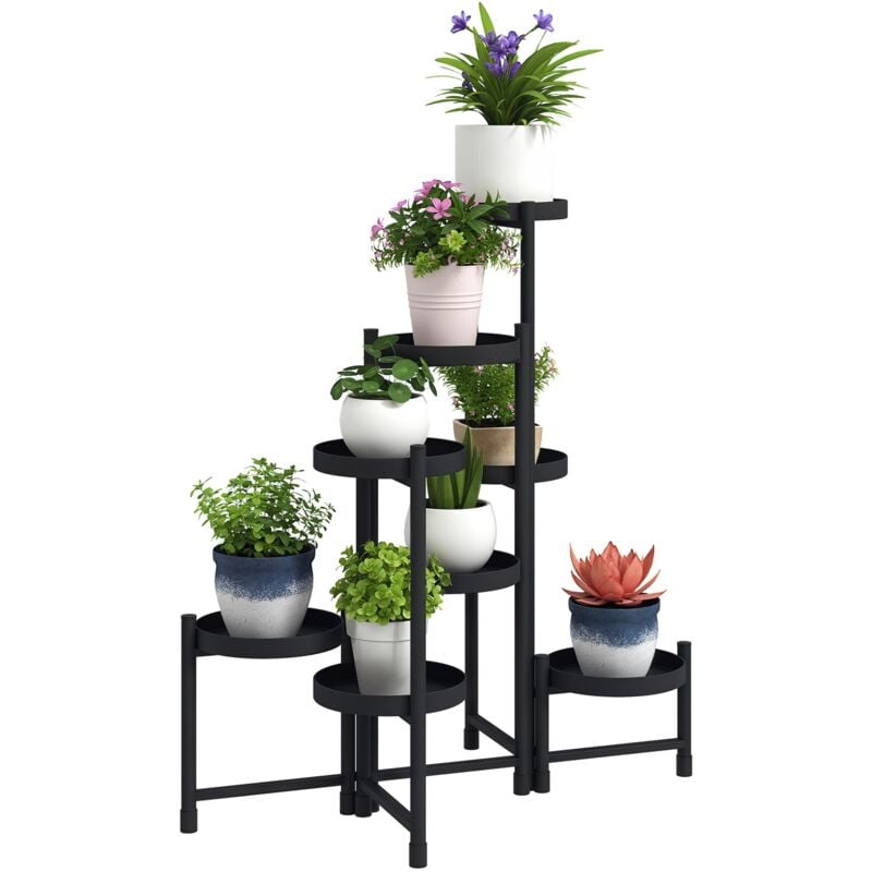 Outsunny - tagère à fleurs design pliable - étagère pour plantes - 8 niveaux - métal thermolaqué noir