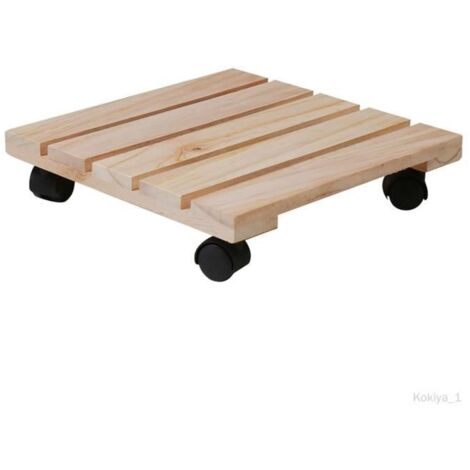 Étagère à fleurs en bois carrée mobile - Marque - Modèle - Robuste - Roulettes - Plateau roulant