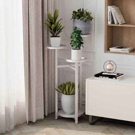 Étagère à Fleurs Fer Forgé - Porte Plante Intérieur Extérieur avec 4 Niveaux Echelle Escalier Pour Jardin Balcon Terrasse,30x20x80cm,blanc