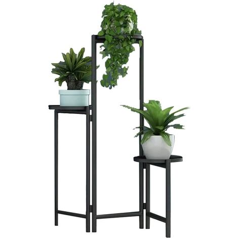 Étagère à Fleurs métal,Support pour pot de fleurs,Support Plantes à 3 étages,Idéal pour salon,balcon,jardin, 33,4 in