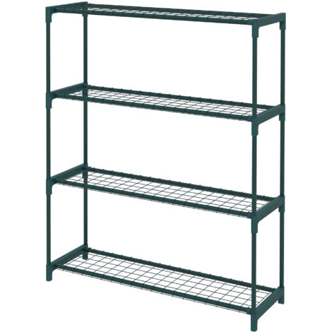 Étagère à fleurs supports porte plante 4 niveaux, intérieur et extérieur en acier, dim. 89L x 28l x 107H cm, vert