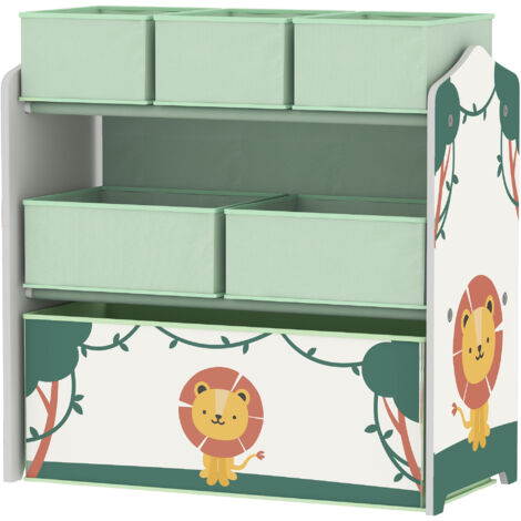 Étagère à Jouets Mobile 3 Niveaux pour Enfants, Vert