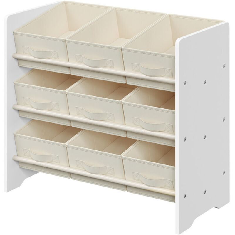 Étagère à Jouets pour Enfants, 9 Boîtes de Rangement en Tissu Non-tissé, Spacieuse, 29,5 x 62,5 x 60 cm, Blanc Nuage