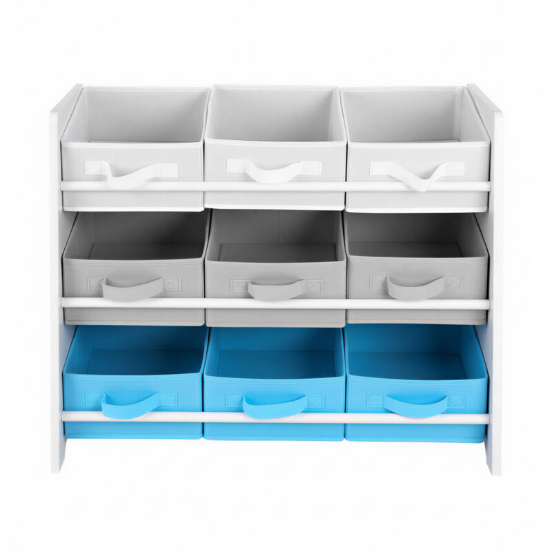 Étagère à Jouets pour Enfants, 9 Boîtes de Rangement en Tissu Non-tissé, Spacieuse, 29,5 x 62,5 x 60 cm, Blanc Nuage avec Motif Spatial