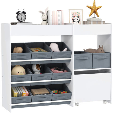 Étagère à jouets pour enfants étagère à livres 11 bacs de rangements en tissu non tissé 105 x 30 x 80 cm blanc
