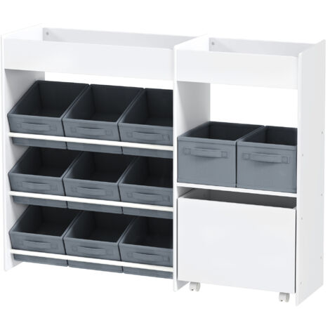 Étagère à jouets pour enfants étagère à livres 11 bacs de rangements en tissu non tissé 105 x 30 x 80 cm blanc
