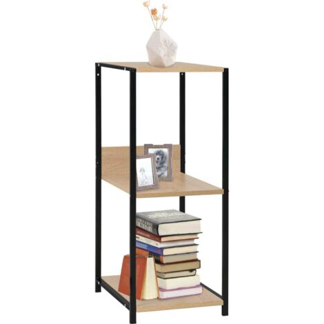 Étagère à livre petite,Bibliothèque Déco Noir et chêne 33,5x39,6x79,7cm Aggloméré - DH14176