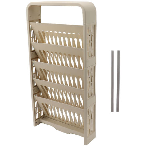 Étagère à Livres 5 Niveaux Grande Capacité Compacte et Robuste avec Boîte à Fournitures pour Salle de Classe ou Maison, Crème