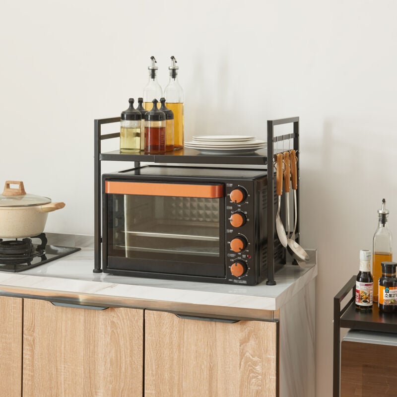 [en.casa] - tagère à micro-ondes Sorsele avec tablette réglable noir