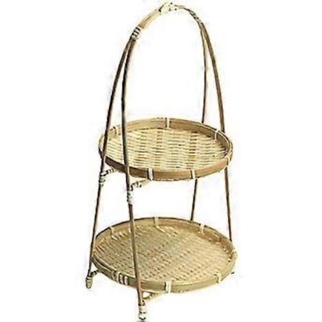 Étagère à paniers à deux niveaux pour fruits, pain et aliments, décoration de cuisine, support rond pour assiettes et récipients