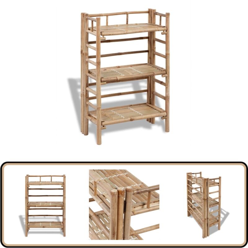 Tagère à plantes 3 niveaux Bambou - Support Plante - Étagère Plante - Meuble Jardin - Décoration Intérieur - Bambou Naturel