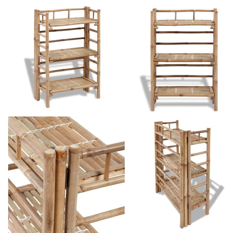 Tagère à plantes 3 niveaux Bambou - Support Plante - Étagère Plante - Meuble Jardin - Décoration Intérieur - Bambou Naturel - Home & Living
