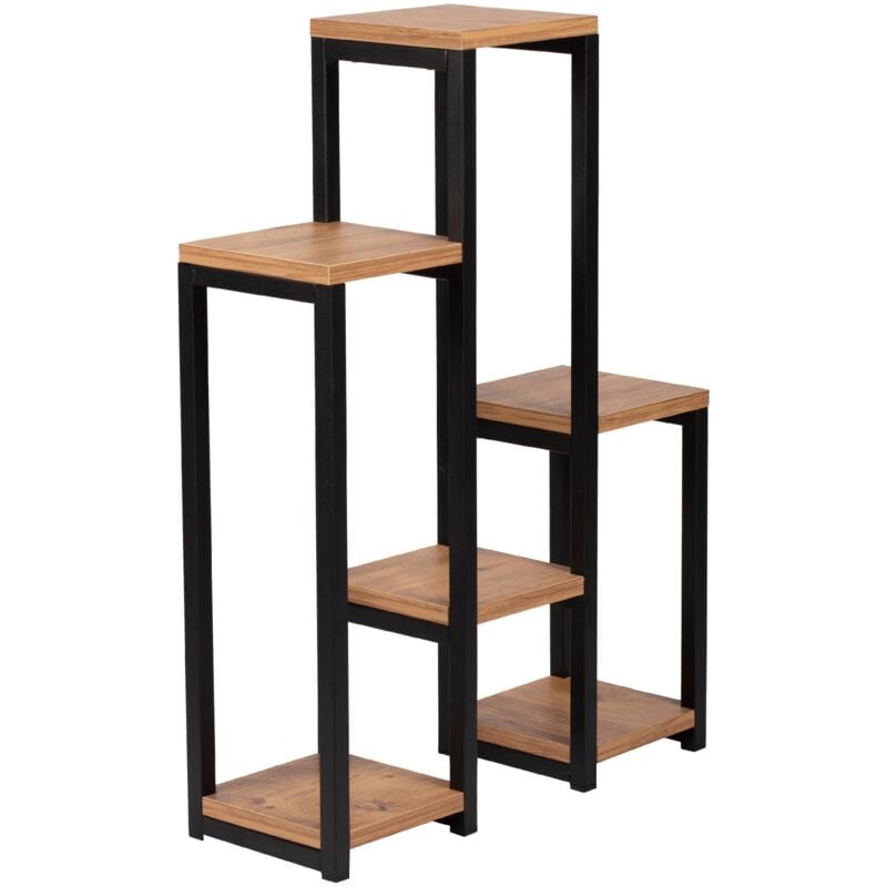 Tagère à plantes 6 plateformes 78,5 x 56 x 20 cm noir effet bois