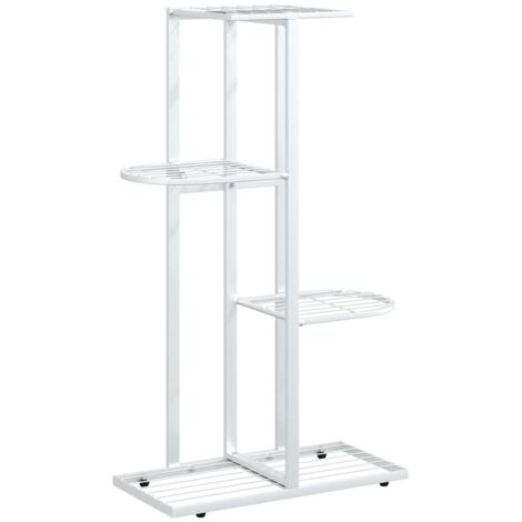 Étagère à plantes Luxueux, Meuble pour Plante, 4 niveaux 43x22x76 cm Blanc Métal OIB5383E