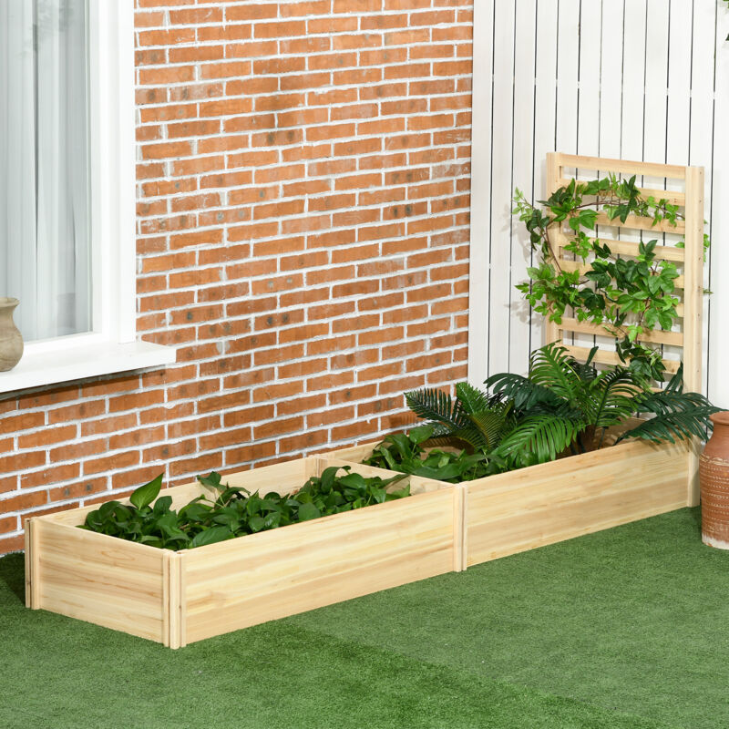 Étagère à plantes Outsunny Lit pour Jardin Rialzato da Esterno avec Spalliera et 2 Fondo Aperto, Fioriera con Traliccio pour Plantes Rampicantes en
