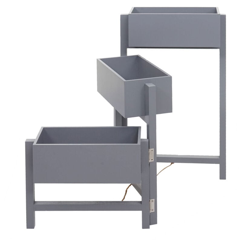 Tagère à plantes sur pied support à fleurs trois paniers jardinière 65x108x15 cm bois aspect vieilli vintage gris-bleu 040008698